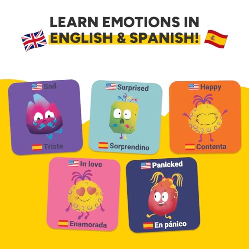 Kidrox Emotions Matching Game – Bilingual Memory Card Game in English & Spanish for Kids Ages 3+ | Learn & Mimic Emotions with Kidrox Squad | Premium Magnetic Box | 40 Tiles - color: Emotions