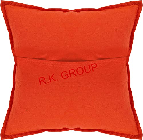 Indian Mirror Embroidered Decorative Sofa Throw Pillow Cushion Cover Boho Bohemia (Color : Orange Size -24 X 24) - color: Orange, size: 24" x 24" (Pack of 1)