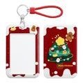 ID Card Badge Holder Key Chain with Metal Keyring, Plastic Slide Open with ID Window for Women Men Girls Students,Christmas Tree - color: Christmas Tree
