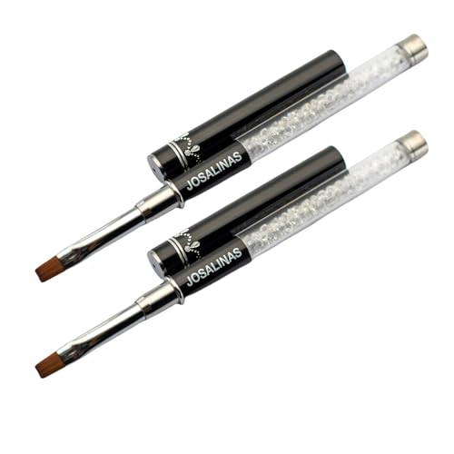 Nail Brushes Art Pen 2PCS, Gel Polish Painting Tools with Nail Extension Gel Builder, Salon at Home DIY Manicure (Black-Flat#6) - color: Black