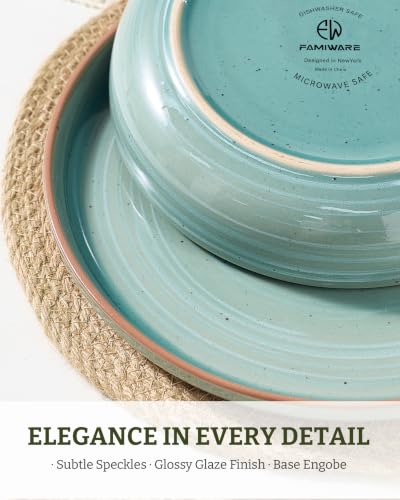 famiware Meteor 33 oz Pasta Bowls Set of 8, Peacock Green - color: Peacock Green, size: Set of 8