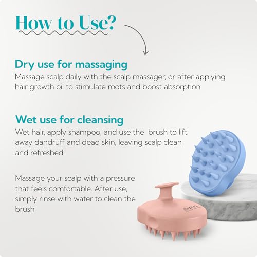 HEETA 2-Pack Large Scalp Massager Scrubber Shampoo Brush for Hair Growth - color: New Pink & Blue