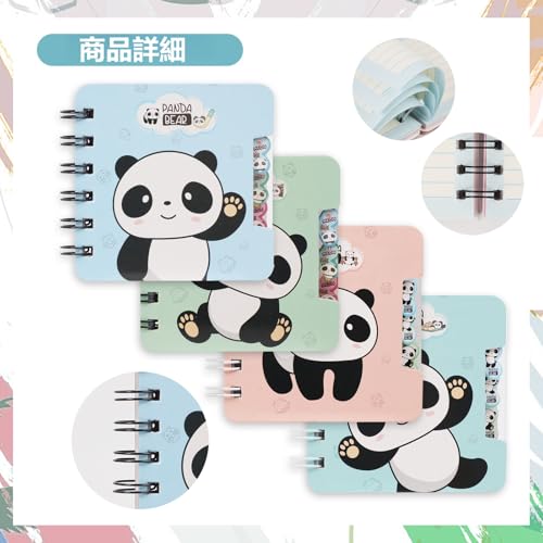 Mini Panda Notebooks for Kids,Kawaii Small Notebook Notepad for Girls - color: Happy Panda