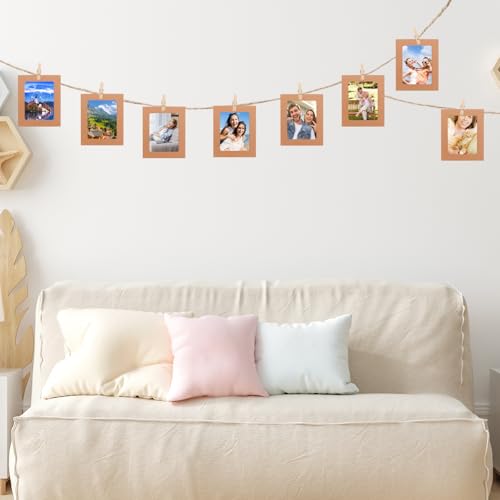 30Pcs 4x5Inch Brown Paper Photo Frames with String & Clips - color: Brown, size: 4x5inch