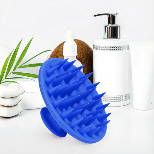 Meartchy Silicone Scalp Massager Shampoo Brush, Scalp Brush for Hair Growth & Dandruff Removal, Hair Scrubber Scalp Stimulator Exfoliator Brush with Soft Bristles for Wet Dry Scalp Care (Ocean Blue) - color: Ocean Blue