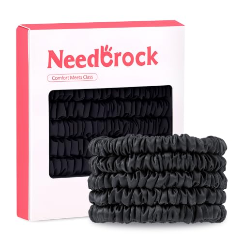 Needbrock Mulberry Silk Hair Ties, Thin Black Scrunchies for Women - color: Black