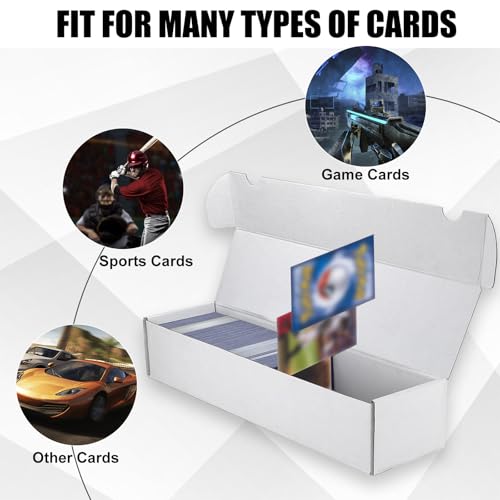 Trading Card Storage Box, 6-Pack 1100 Count White Corrugated Cardboard Box - size: 6 Piece 14in for Standard