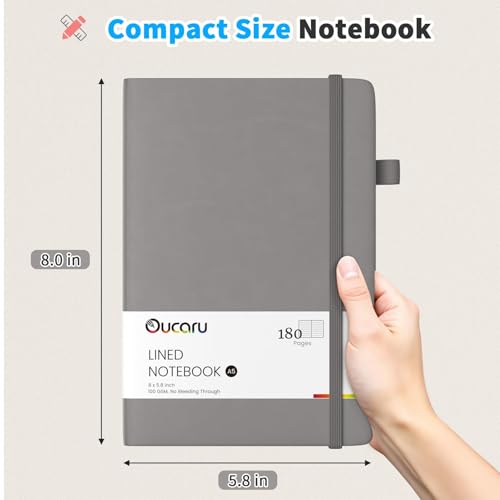 Oucaru 4 Pack A5 Lined Journal Notebook for Writing, 180 Pages - color: Gray, size: 4 Pack