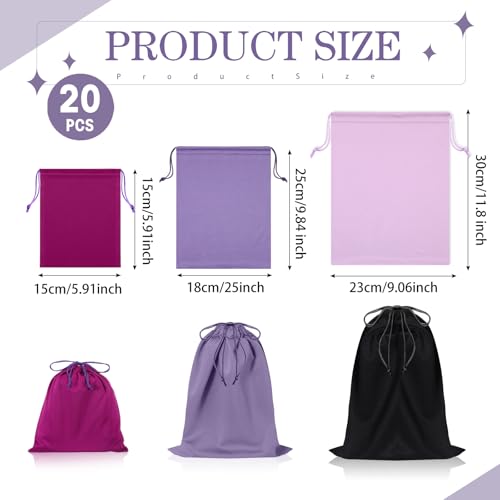 20 Pcs Satin Game Storage Bags for Women Men, S,M,L, Purple and Black - color: Purple and Black, size: S,M,L