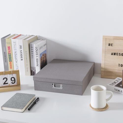 Soul & Lane - Gray Photo Scrapbook Storage Box with Lid, 14.8x13x3.7 In - color: Gray