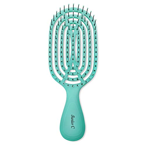 NuWay 4Hair® Junior C® - Compact Size Professional Curved Hairbrush - Vented Design Delivers Smoothing And Volumizing Quick Dry - Heat Resistant Bristles For Dry & Wet all hair types- Aqua - 1 Pc - color: Aqua