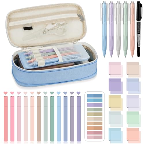 Jutom 39 Pcs Aesthetic Book Annotation Kit,Light Blue,Cute Style - color: Light Blue, style: Cute Style