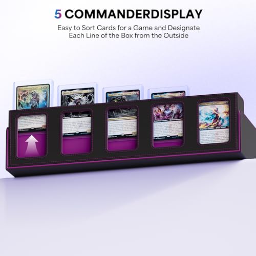 UAONO 5-Row 3900+ Trading Card Storage Box with Commander Display - color: Black&Purple, size: 5-row