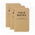 Field Notes: Original Kraft 3-Pack - Mixed Paper (1 Graph/Grid, 1 Ruled/Lined, 1 Plain/Blank) Memo Books - 48 Page Pocket Notebooks - 3.5" x 5.5" - color: Mixed Paper
