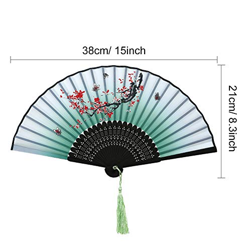 Chuangdi 12 Pcs Folding Hand Fans for Line Silk Dancing Fan, Cherry Blossom - style: Cherry Blossom