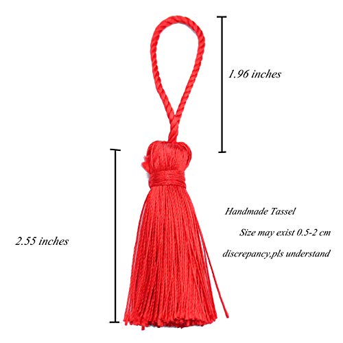 20Pcs 4.3 Inch Silky Mini Craft Tassels for Earrings, Souvenir(Red) - color: Red