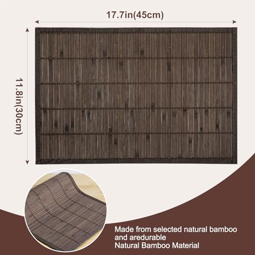 Bamboo Placemats Set of 8 with Fabric Border, Table Mats, Coffee - color: Coffee Color, size: Set of 8