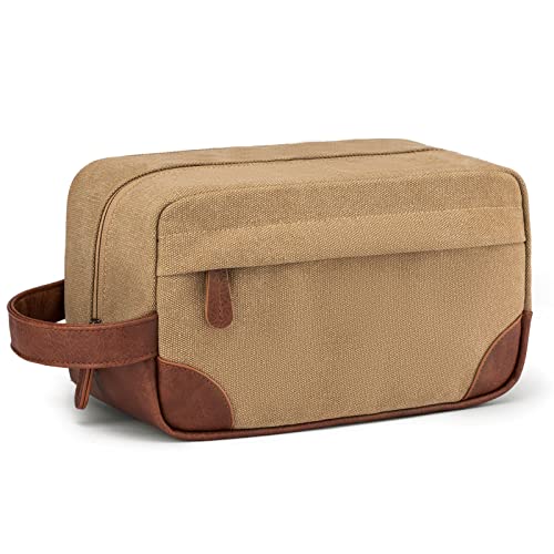 Vorspack Canvas Travel Toiletry Bag for Men, Medium, Brown - color: Brown, size: Medium