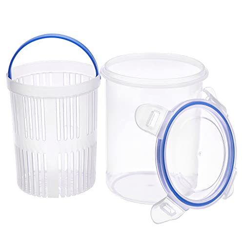 JUXYES Transparent Plastic Pickle Storage Jar with Strainer and Lock Lid