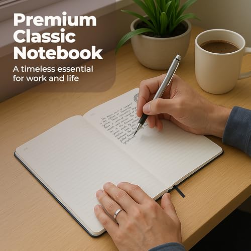 A5 Lined Journal Notebook Hardcover Leather Bound for Men & Women Black - color: Black, size: A5 300 Pages