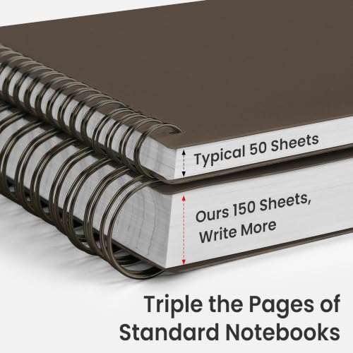EMSHOI Lined Spiral Journal Notebook, 300 Pages, A4 Size (8.2'' x 11.2'') - color: Coffee, size: A4