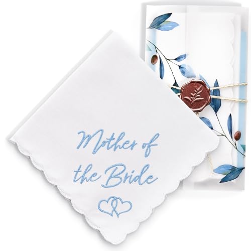 Mother of the Bride Gifts Wedding Handkerchief Keepsake - color: Mother of the Bride, style: Blue Olive Leaf