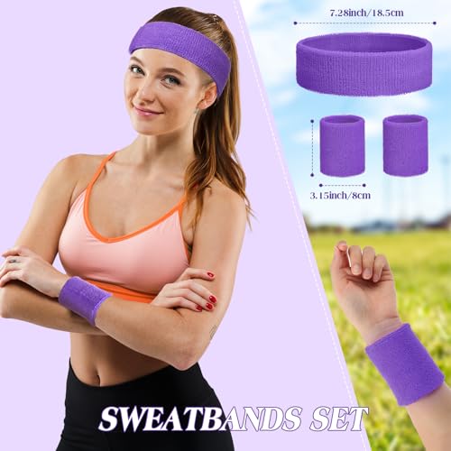 Sweatbands and Wristbands Set, Women, Men - color: Purple