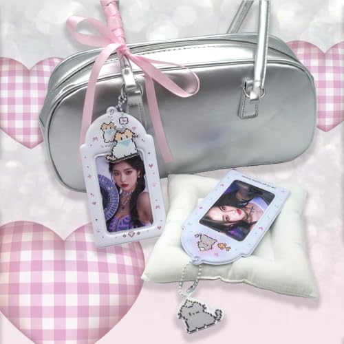 2 Pack K-pop Photocard Holder Keychain, Photo Card Holder with Cute Cat - style: Cat