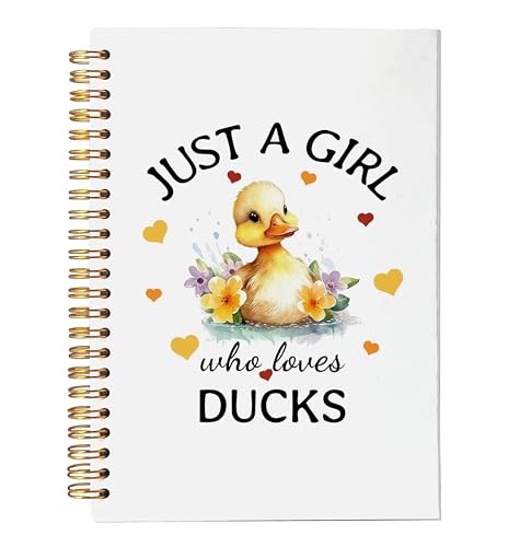 VNWEK Duck Lover Gifts for Women Spiral Notebook Journal 5.5x8.3 Inch, Just a Girl Who Loves Ducks Journal, Cute Farm Animal Lined Hardcover Spiral Notebook - color: Duck