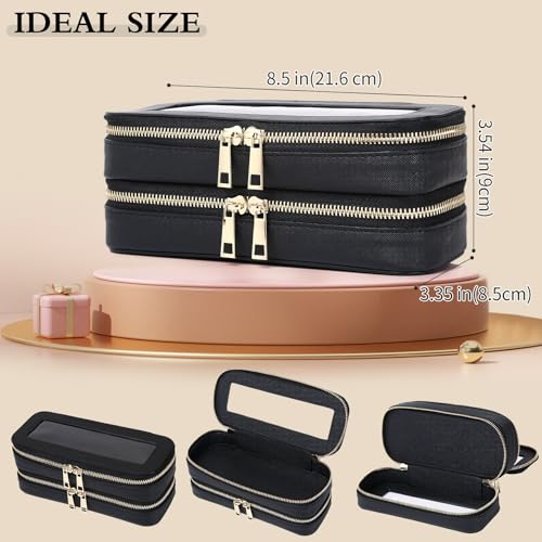 Pinkmik Double Layer Makeup Bag, Black, Double SLIM - color: B3/Black, size: 2-Layer SLIM