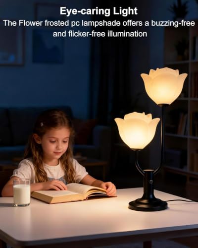 Lightdot Black Flower Table Lamp Dimmable Floral Modern Nightstand Lamp - color: 13-Black-Flower-2U