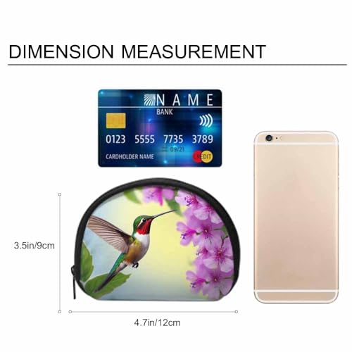 IBILIU Small Coin Purse Hummingbird Bird Flower Mini Wallet Coin Pouch Change Purse For Women Men - color: Coinp-011