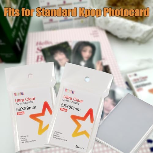 300 Pcs Kpop Photocard Sleeves Card Sleeves PVC and Acid Free for Trading Cards Standard Kpop Photocards (58x89mm) - size: 58x89mm