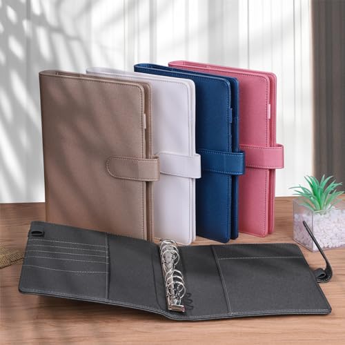 Antner A5 Binder 6 Ring Refillable Notebook Budget Planner Cover for Cash Organizer, PU Leather Loose Leaf Photocard Holder Aesthetic Binder with Magnetic Buckle for A5 Planner Inserts, Glitter Black - color: Glitter Black
