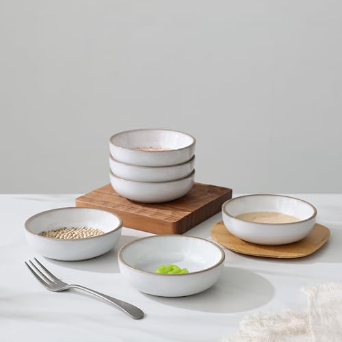 famiware Ceramic Soy Sauce Dish, 3oz Dipping Bowls Set of 6, Snowy White - color: Snowy White, style: Nature