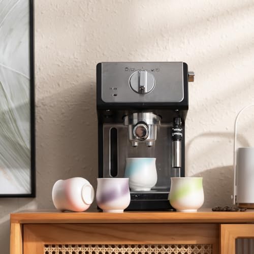 4-Oz Ceramic Espresso Cups Set - Multi-Color, Handle-Free Design for Home & Cafe | Dishwasher-Safe Stoneware Cups (Kiln turning purple, 2) - color: Kiln turning purple, size: 2