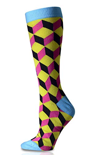 Men's Mid-calf Dress Socks in Comfortable Strechy Colorful Printed Premium Cotton, 3 Pairs Packed - color: 3d Colorful Print