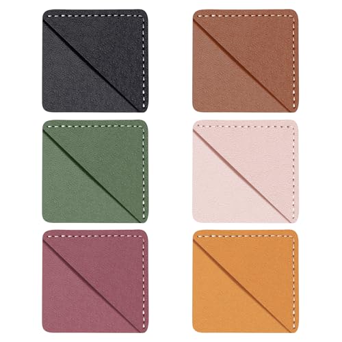 Leather Corner Bookmark, Wayzton 6 Pcs Square Page Book Marks for Women, Kids, Book Accessories for Reading Lover, Cute Handmade Book Reading Gift for Book Lovers - color: Square
