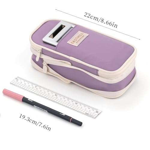 EASTHILL Big Capacity Pencil Case Large Pencil Pouch Stationery Pen Bag for Teen Girls-Purple - color: Purple
