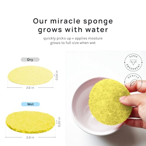 AOA Studio 50-Count Compressed Facial Sponges 100% Natural Cosmetic Spa Sponges for Facial Cleansing, Exfoliating Mask, Remove for Makeup, Dead Skin, and Dirt (Yellow, 50 counts) - color: Yellow, size: 1 Count (Pack of 50)