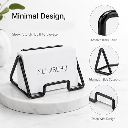 Business Card Holder for Desk, Black Business Card Display Stand - color: black
