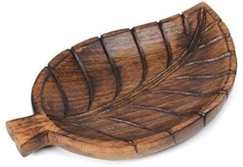 Wooden Tray for Ottoman Serving Tea Coffee Trays Cups-Dining Table Decor Accessories Vanity Home Organizer Serving Tray Decor Kitchen Counter-tops Living Room Ideal Gift For Loved Ones Brown - style: Leaf