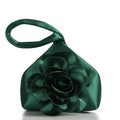 BABEYOND Women's Flower Satin Evening Bags Triangle Clutch Purses - color: Dark Green
