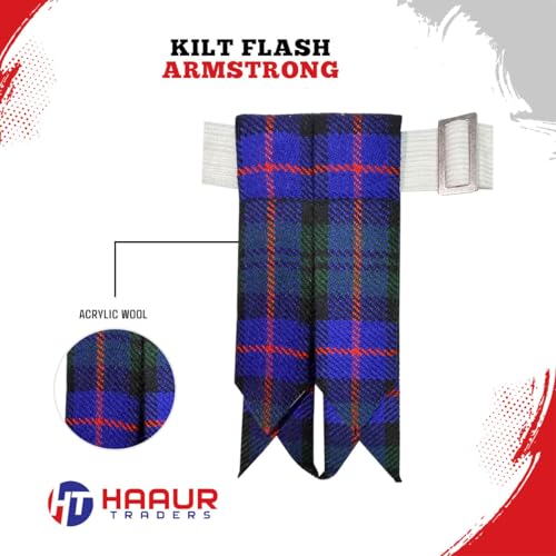 Men's Men's Tartans Kilt Flashes with Heavy Buckle Elastic Adjusters Fit - color: Armstrong