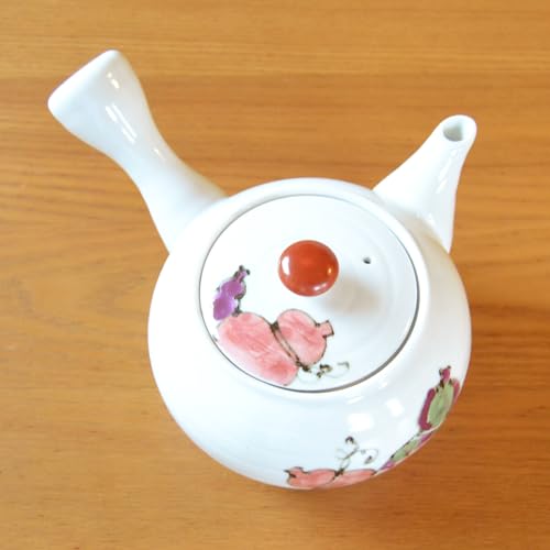 Japanese Teapot Ceramic Kyusu 12.8 fl oz Arita Imari ware Made in Japan Porcelain Tea pot for Green Tea Hana Mubyou