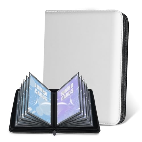 Jumbo Card Binder – WITHYU Oversize Ringless Collector Card Binder with 60 Pockets, 5.4'' x 7.4'' Storage Album for Game Cards (White) - color: White, size: 5.4x7.4