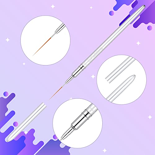 Liner Brush for Nails, 6 Pcs Thin Nail Art Brushes - color: Silver