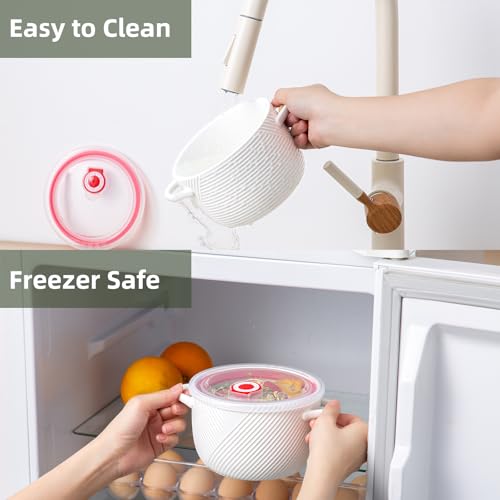 Ceramic Ramen Bowl with Lid, 32oz Microwave Safe, White - color: White