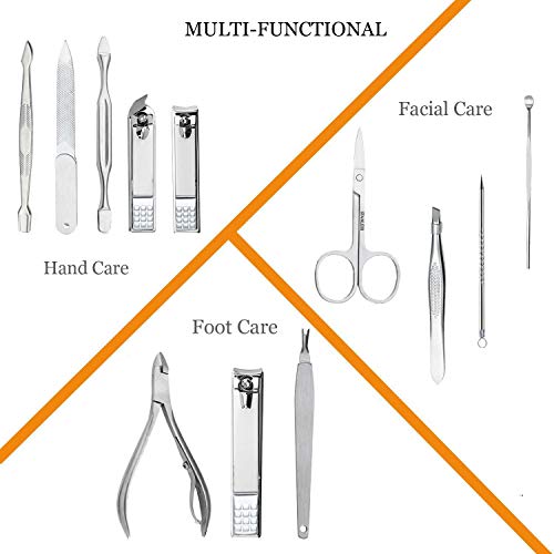 Manicure Set Professional Nail Clippers Kit Pedicure Care Tools- Stainless Steel Women Grooming Kit 12Pcs for Travel or Home (Gold) - color: Gold