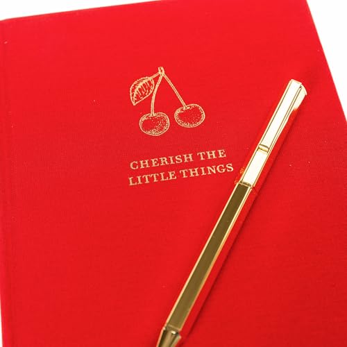 Graphique Cherry Lined Journal Plus Pen Luxe Collection, Hardcover Diary Notebook for Writing, Gold Foil Embossing, 160 Pages, 6” x 8” - color: Cherry